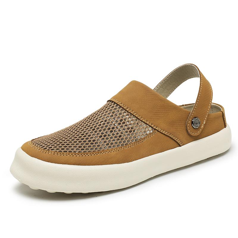 

Mesh Closed Toe Sandals Slides Half Shoes For Men Mules Slip On Flats Outdoor Backless Loafers Slippers Semi-Drag Casual Shoes 39