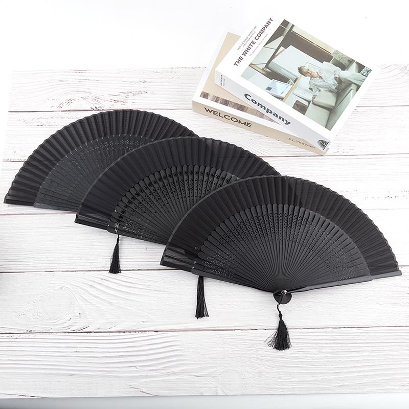 Chinese Style Black Folding Fan Female Classical Dance Fan Craft Fan Folding Fan