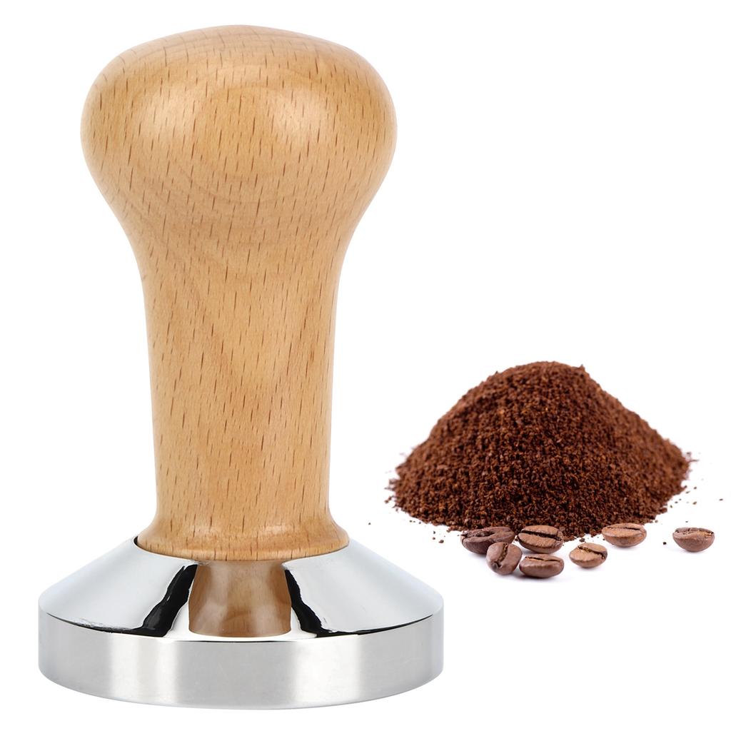 58mm Coffee Tamper Coffee Powder Hand Tamper Press Hammer Coffee Machine AccessoriesWood Color 58mm Thread Base