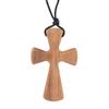 Hand-carved Cross Pendant Leather Rope Neckchain for Prayer Funny Cross Necklaces  Church