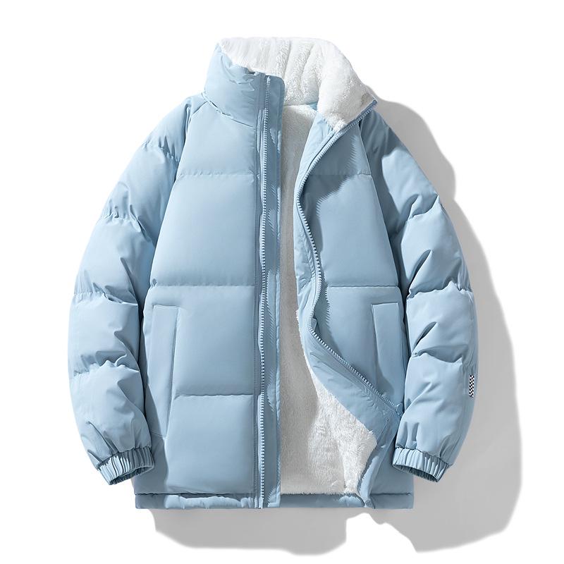 Korean Style Unisex Winter Cotton Coat with Plus Velvet - Loose, Casual, Trendy Couples' Jacket