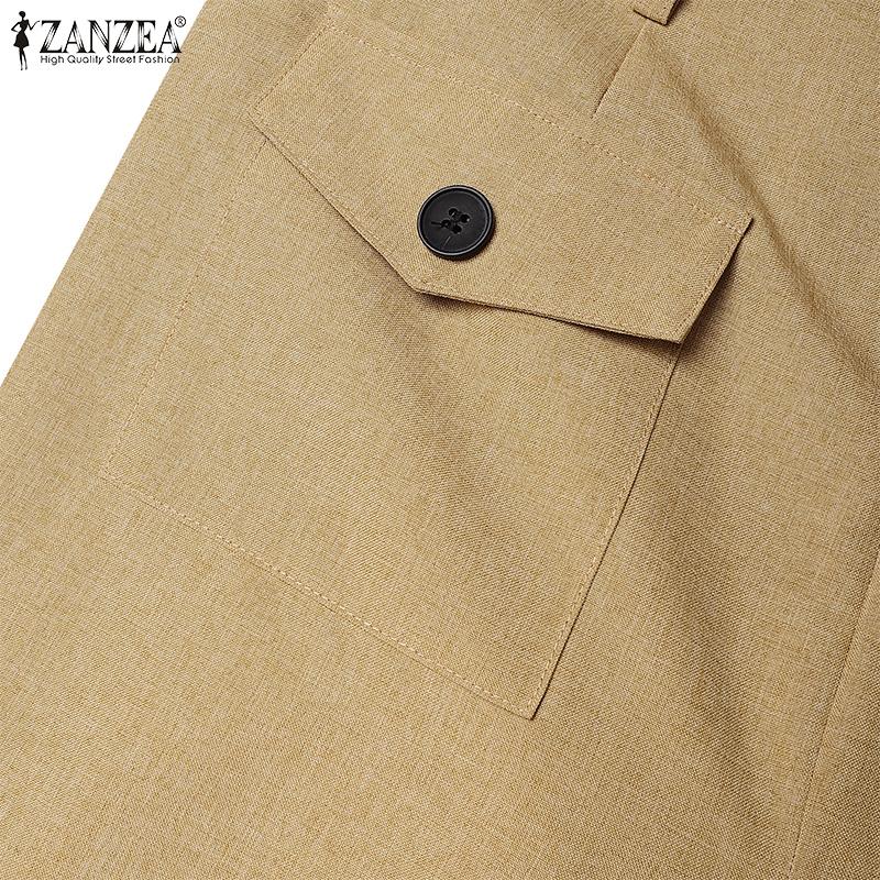 ZANZEA Faldas tubo casuales de color liso para mujer
