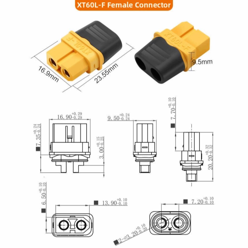Amass XT60L-F M Plug Yellow Male Female Plug New XT60L Connector  RC Car Parts