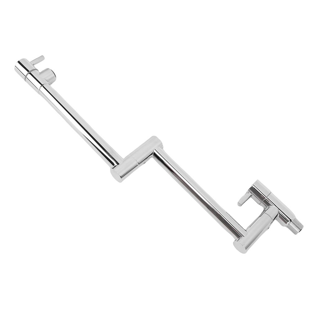 Brushed Pot Filler Faucet Stainless Steel Wall Mount Commercial Kitchen Stove Stretchable Double Joint Swing Arm Single