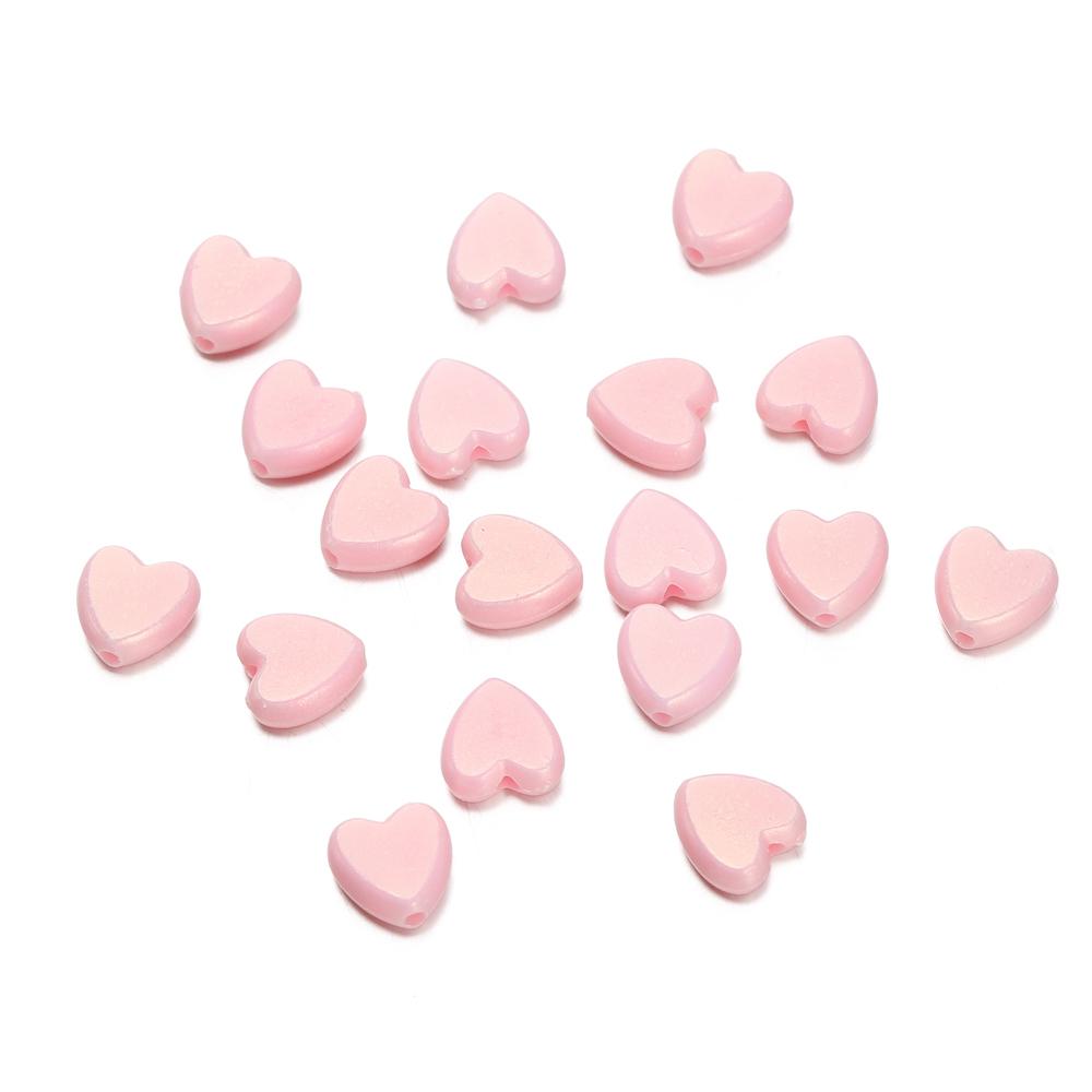 

50/100Pcs/lot 8.5*9mm Multicolor Plastic Love Heart Spacer Beads for Diy Handmade Necklace Earring Jewelry Making Accessories 50pcs светло-розовый