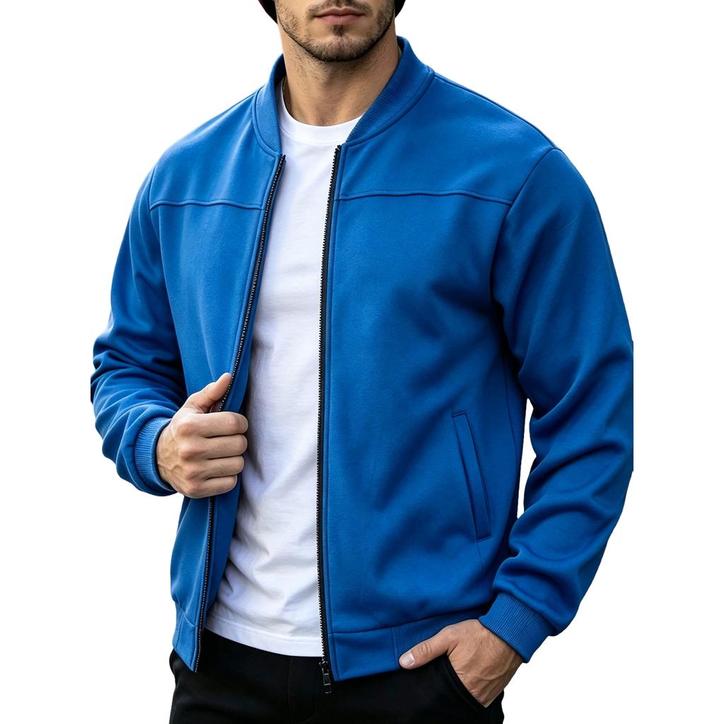 Men's Vintage Flight Jacket Color Baseball Collar Casual Outerwear