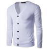 Mens Solid Color V Neck Long Sleeve Casual Knit Cardigan Sweater