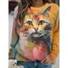Women's Autumn and Winter 3D Printed Crew Neck Long Sleeve T-Shirt Fashion Versatile Trend Breathable Casual