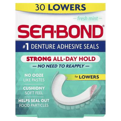 Adhesive Seals for Dentures, Fresh Mint, 30 Lowers