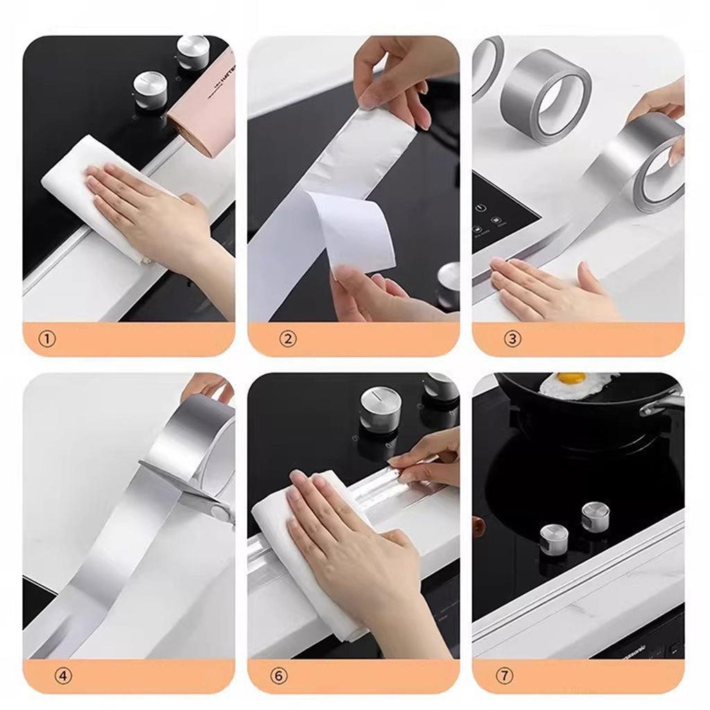 Anti-oil Tape, Water-resistant Sealant, Heat-resistant Fireproof Aluminum Foil Tape, Countertop, Sink, Edge Sealing Tape