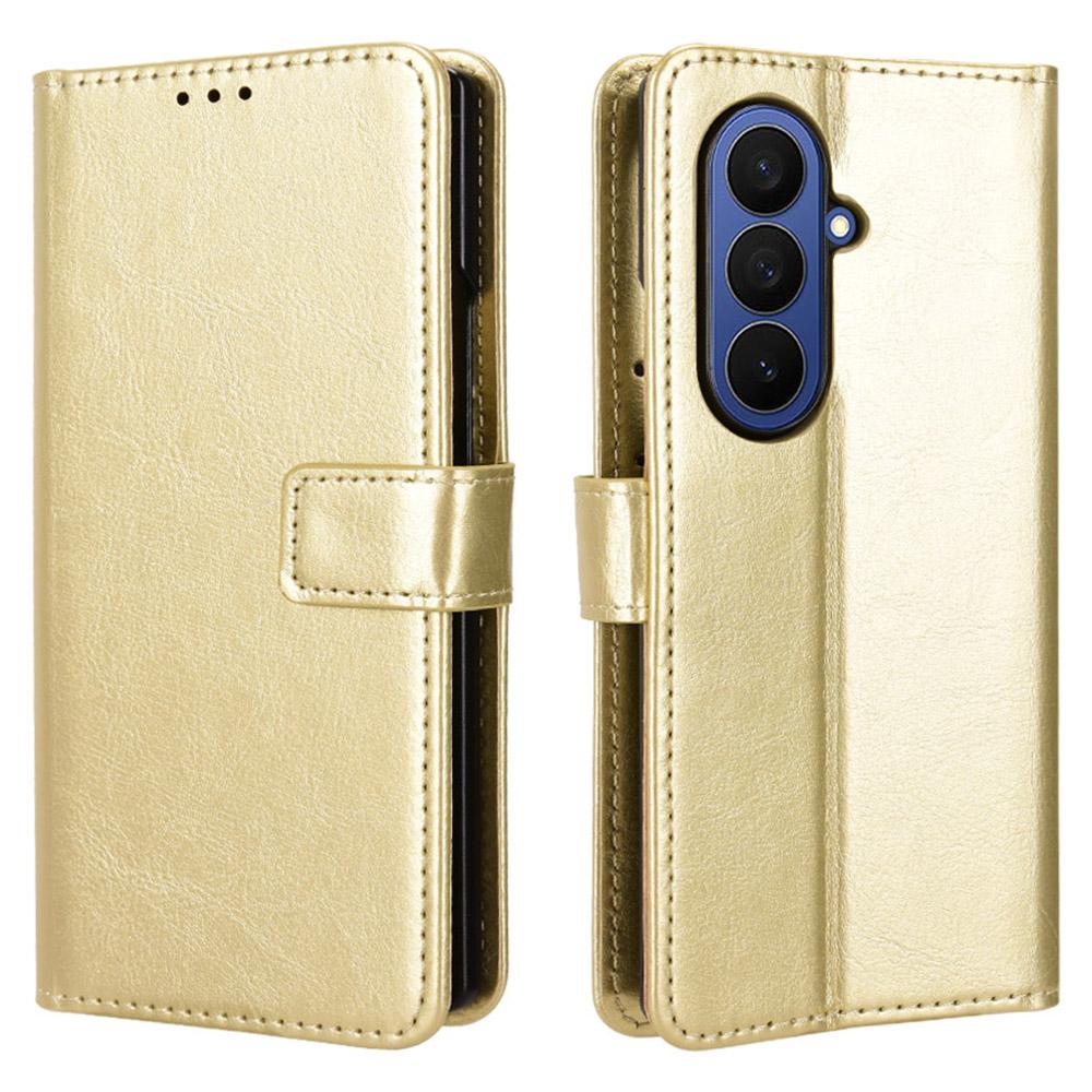 For Samsung Galaxy Z Fold7 5G PU Leather Case with Strap Crazy Horse Texture Phone Wallet Cover