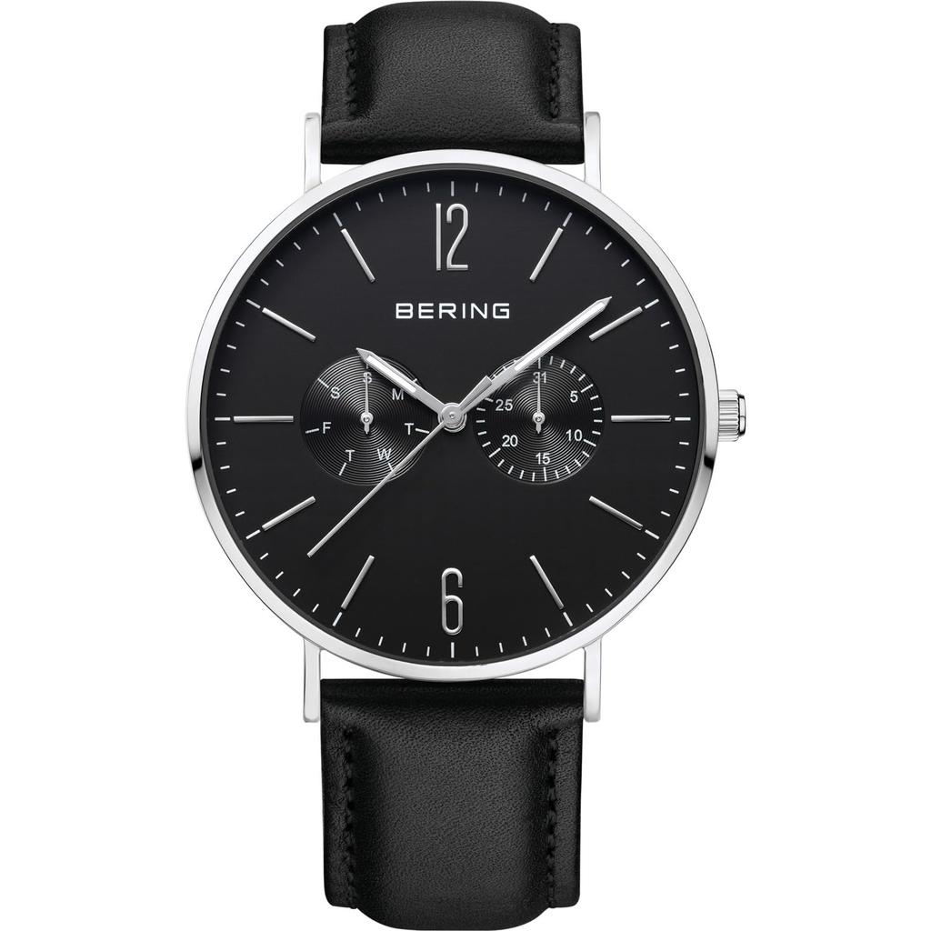 BERING Analog Quartz Watch from the Classic with a Genuine Calfskin Leather Strap and Sapphire Officially and Sapphire Men's Collection, 14240-402,