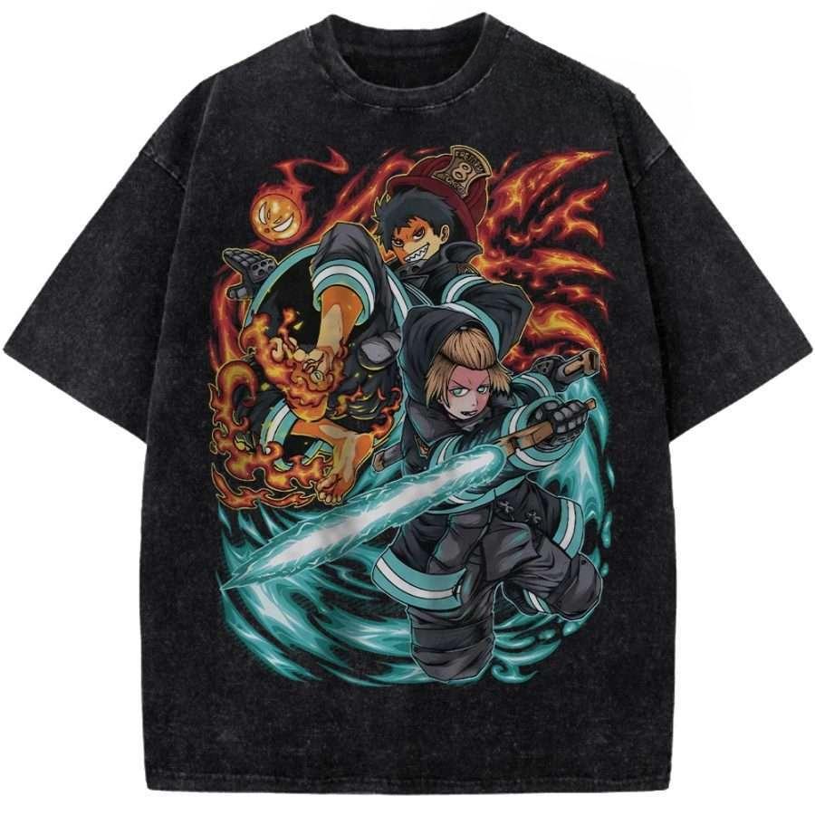 

Fire Force Shinra Kusakabe Printed Tee Men Women Washed Cotton T-shirts Manga Vintage T Shirt Harajuku Male Short Sleeve Tshirt S чёрный