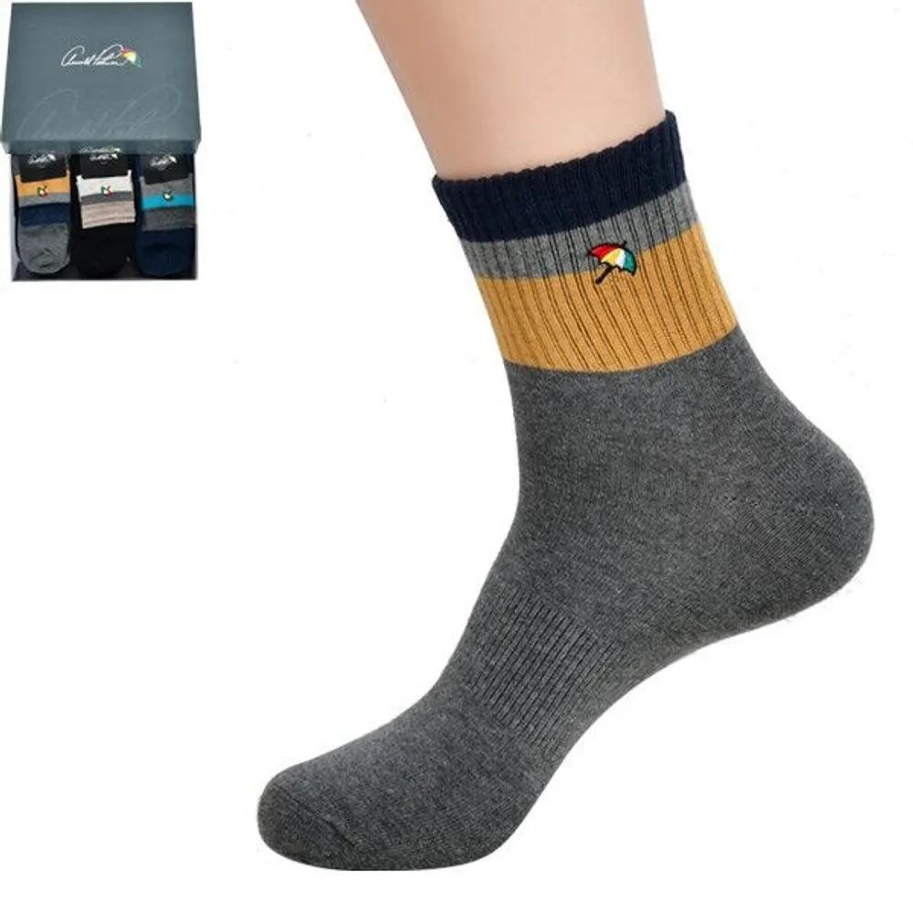 Arnold Palmer Color Block Logo Embroidery Men s Basic Sports Socks 0062iy Random shipping (5 pairs) 26cm