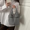 Fashion Canvas Vest Bag Large Capacity Shoulder Bag Lightweight Red Plaid Tote Bag  Women
