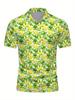 Men'S Short-Sleeve Polo Shirt with Flat Digital Print Pattern - No Texture