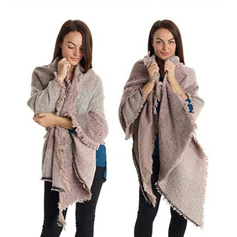 Doplňky Dámské zimní zateplené kašmírové šátky Jednobarevná šála se střapcem