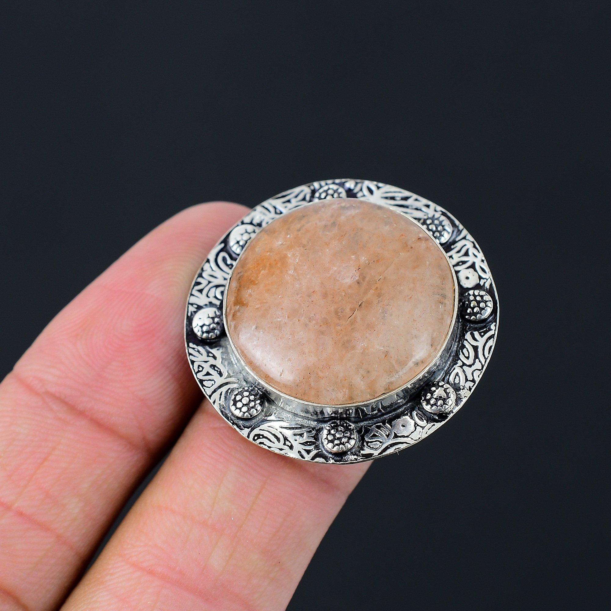 Easter Sale 925 Silver Natural Strawberry Quartz Unique Statement Ring Size 7.5 7.5