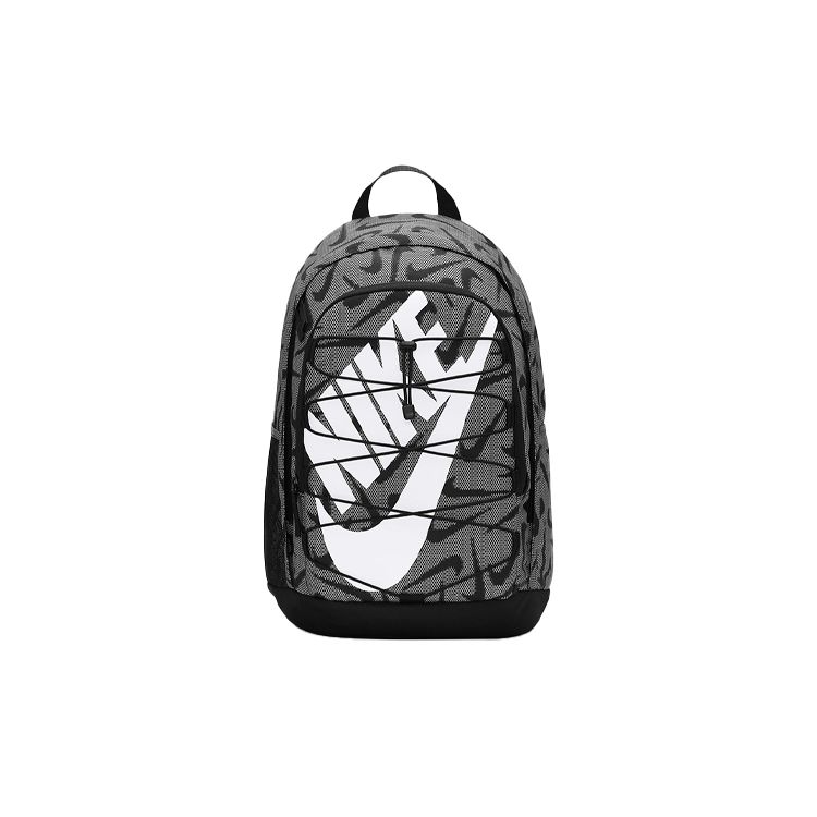 Nike Hayward Series Sports Casual All-Over Logo Fabric Backpack Unisex Backpacks Dark-Gray DQ5617-010 Gray Black,One Size