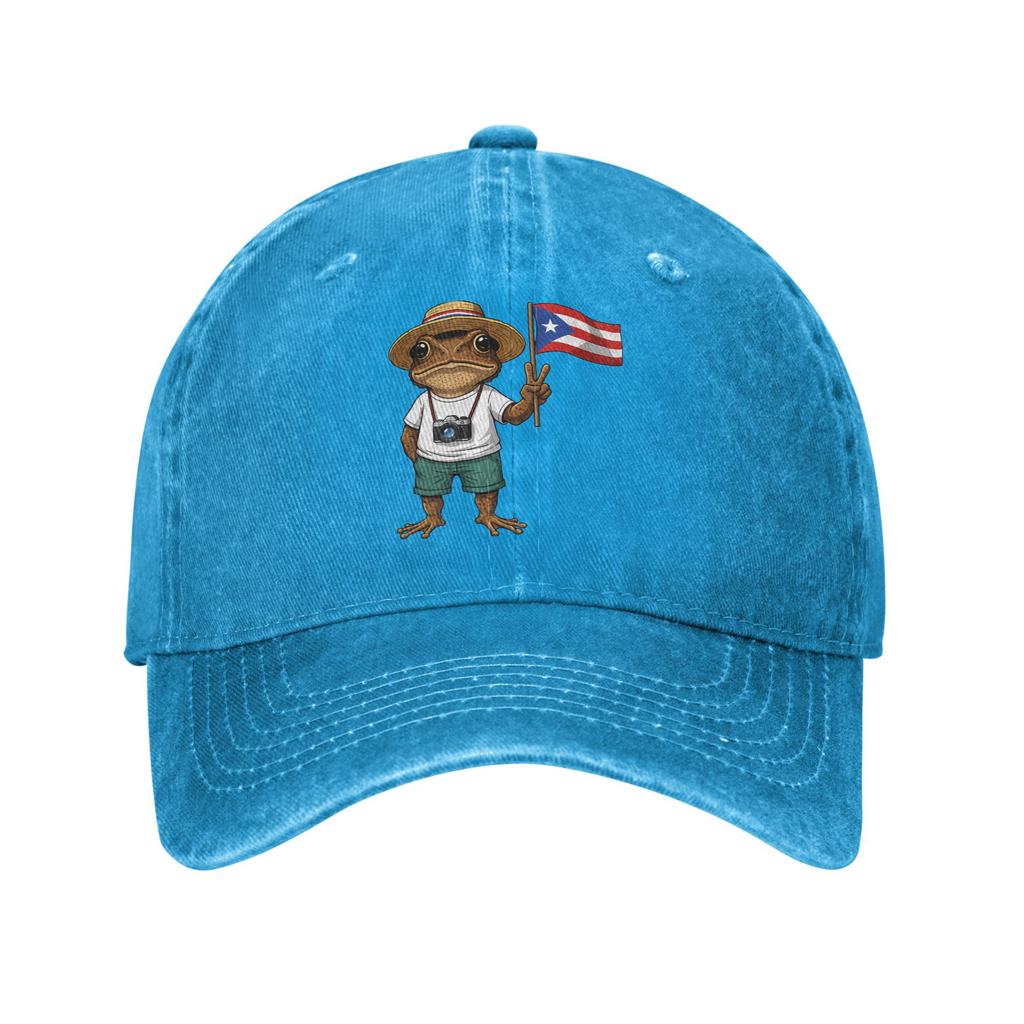 Summer Coqui Frog Puerto Rico Flag Puerto Rican Taino Boricua Baseball Cap Sun Sun-Proof Washed Trucker Hat Snapback Cap