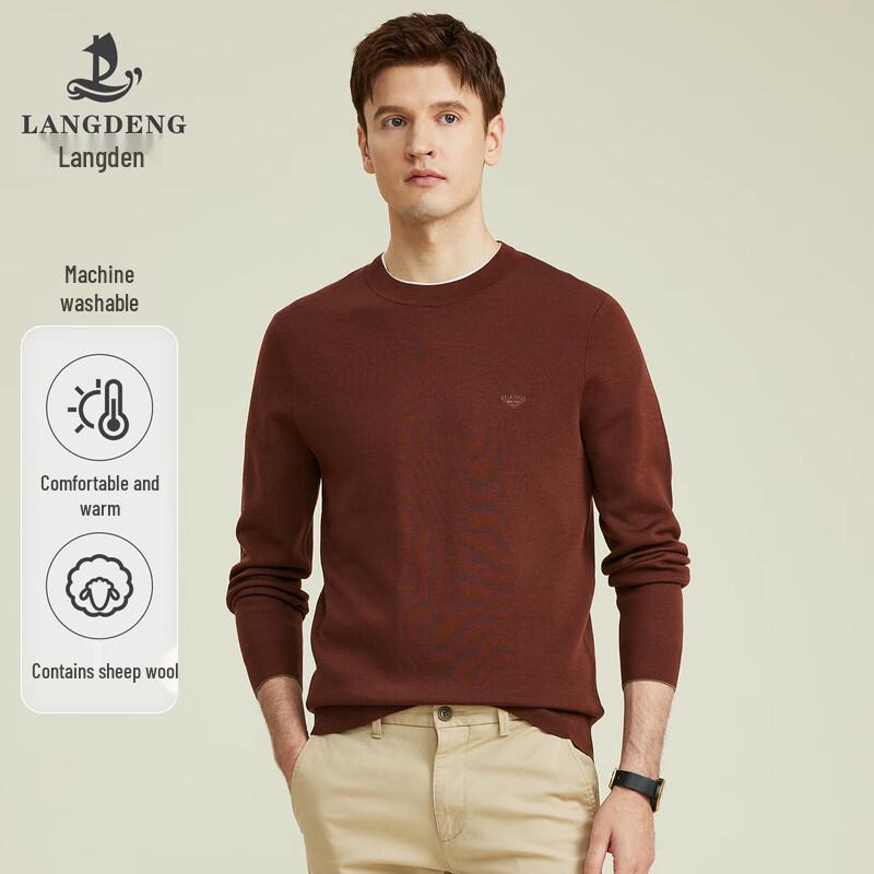 Langdeng Men's Business Casual Warm Round Neck Pullover Sweater