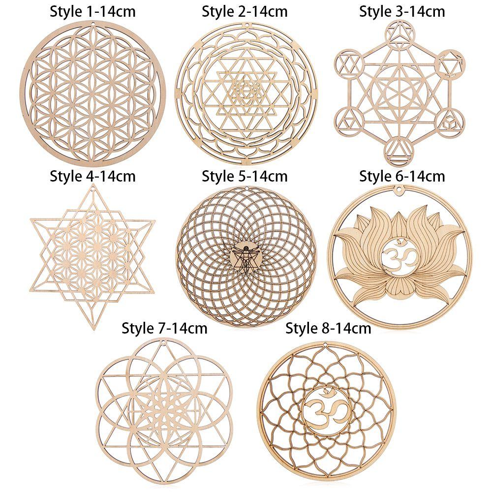 Flower Of Life Energy Mat Slice Wood Base Wooden Wall Sign Laser Cut Handmade Coasters Making Sacred Geometry Ornament Decor