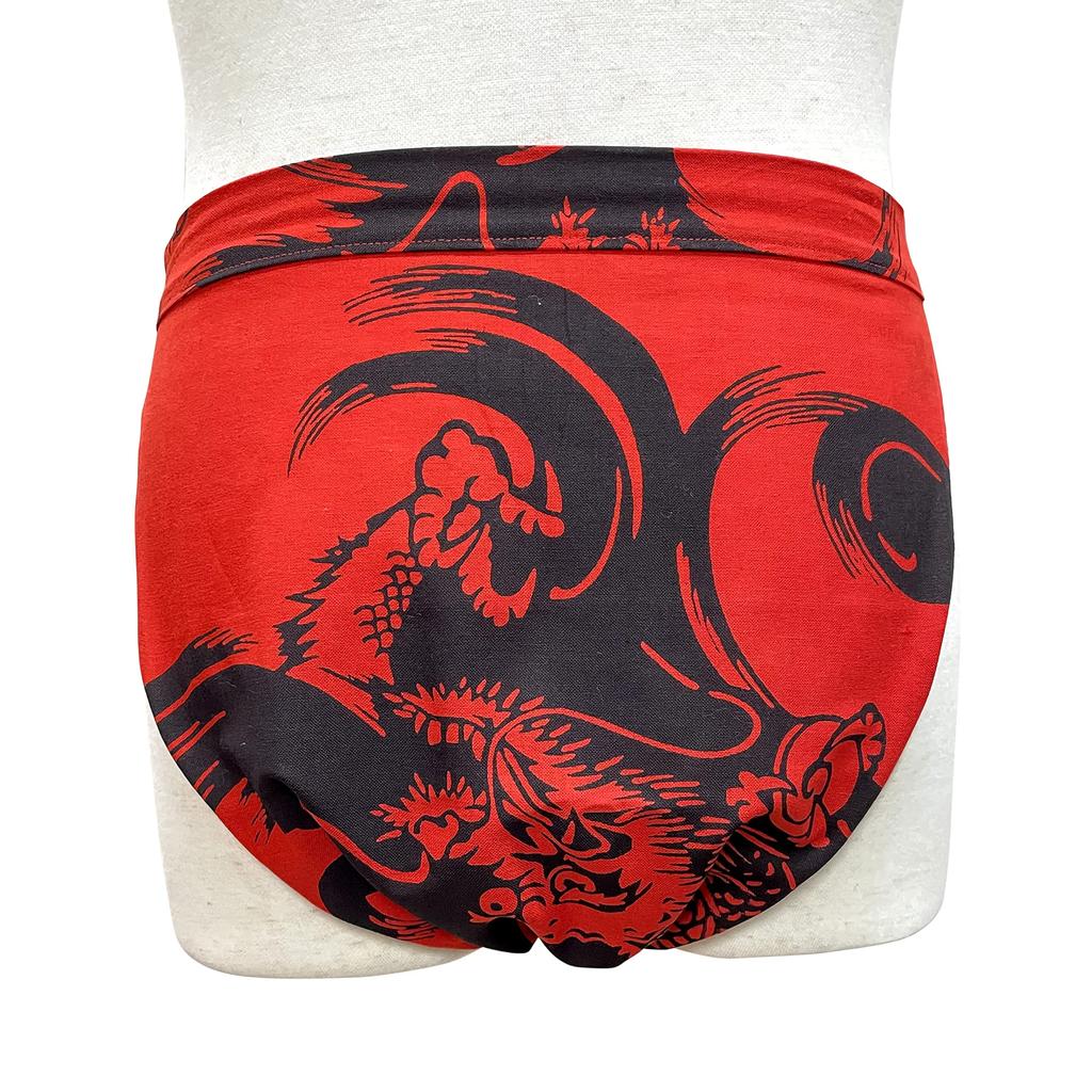 Rienzome Etchu Fundoshi (loincloth), 100% Cotton, Made in Japan, Men's Free Size, Red Dragon Design