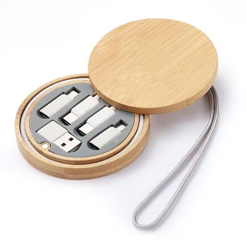 

6-in-1 Bamboo Wheat Straw Multi Charger Cable for Apple Devices - Fast Charging Round Bamboo