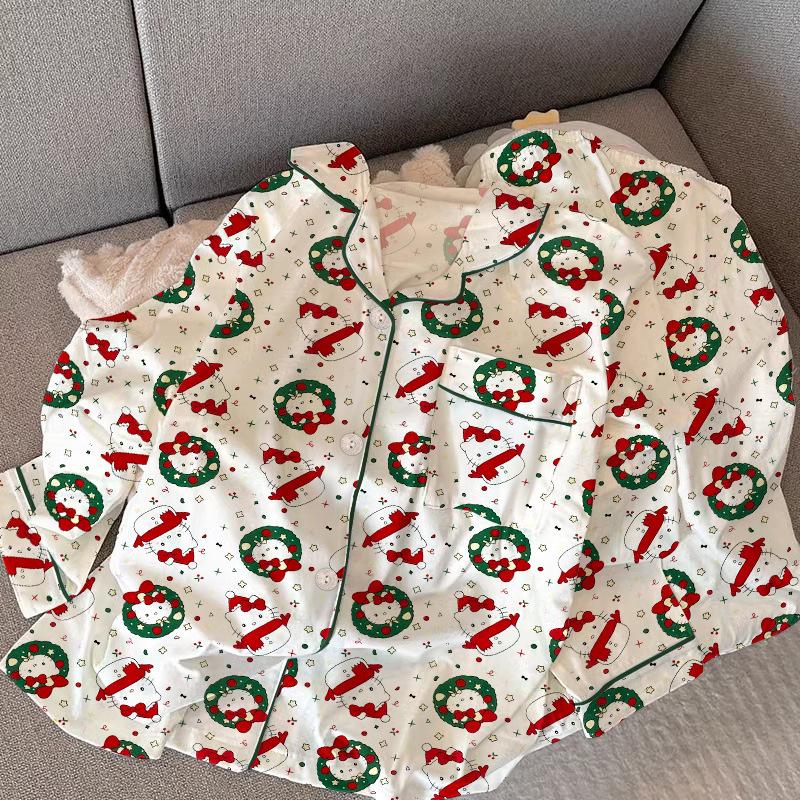 Strawberry Print Long-Sleeve Pajama Set