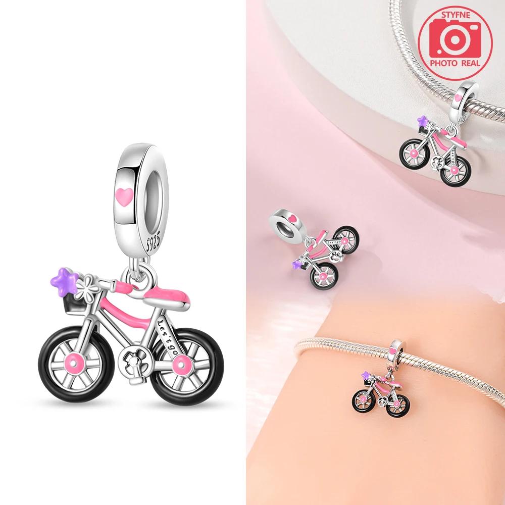 New copper Colors Bicycle Girl Pendant Compatible With copper Colors Authentic Bracelets Do It Yourself Birthday Jewellery Gift