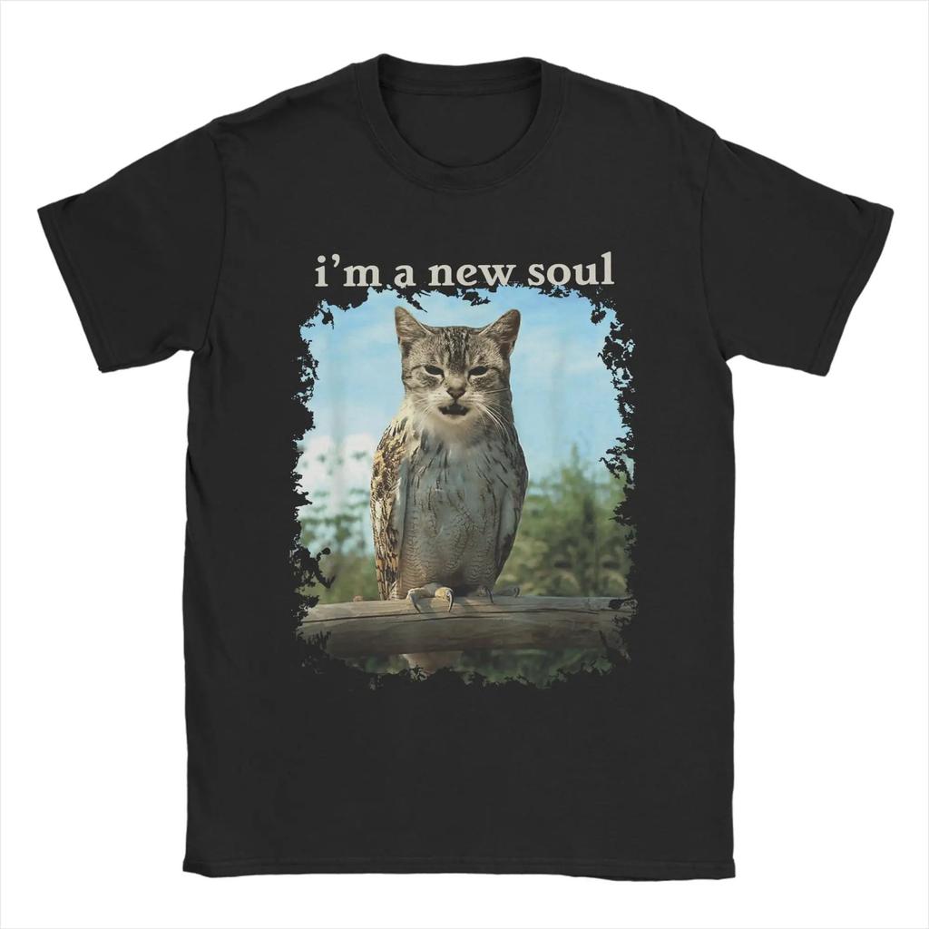 Damen Oberteile Lustig Entzückend Katze Eule Brainrot Meme Meowl Weihnachts T-Shirts Tolle T-Shirts Kurzarm Rundhals T-Shirt Unisex