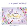 150x100cm Happy Birthday Butterfly Backdrop Decoration Kids Girls Baby Shower Birthday Party A Little Butterfly Is On The Way