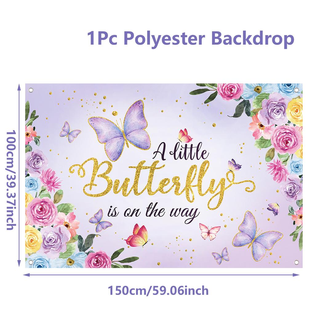 150x100cm Happy Birthday Butterfly Backdrop Decoration Kids Girls Baby Shower Birthday Party A Little Butterfly Is On The Way