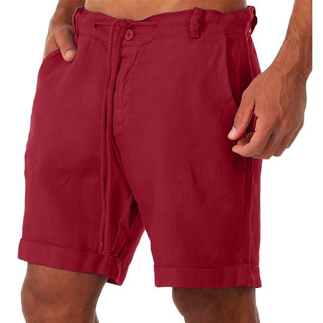 

Men s Cotton Linen Shorts Pants Male Summer Breathable Solid Color Linen Trousers Fitness Streetwear S-4XL M красный