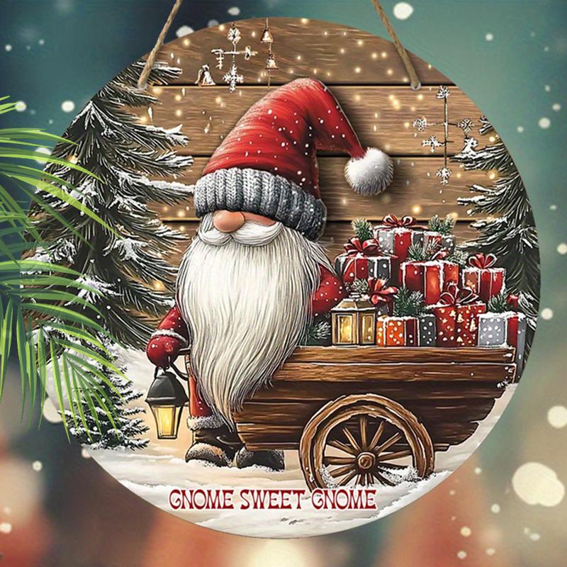 Christmas Decoration Sign,indoor Hanging decorations,2D Flat Wooden Products with Christmas Dwarf pattern,Christmas Gifts for Friends and Family