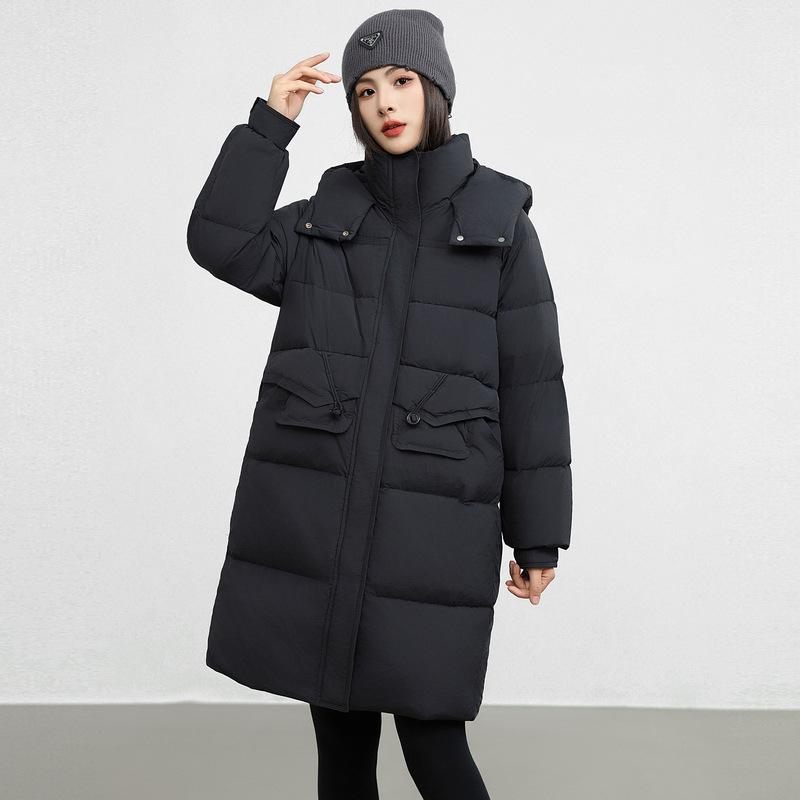 Winter down jacket women's white duck down thickened warm winter temperament loose coat