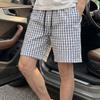 Men's Plaid Casual Shorts, Elastic Waist Drawstring Summer Lightweight Beach Shorts (M-5XL)