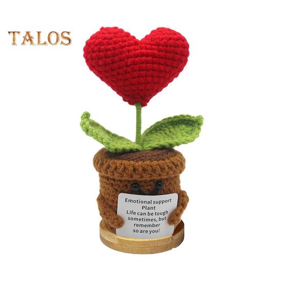 

Вязаная крючком кукла-подсолнух, эмоциональная вдохновляющая поддержка, кукла-растение в горшке, вдохновляющая кукла ручной работы с позитивной открыткой для подарка, поднимающего настроение, домашнего декора A