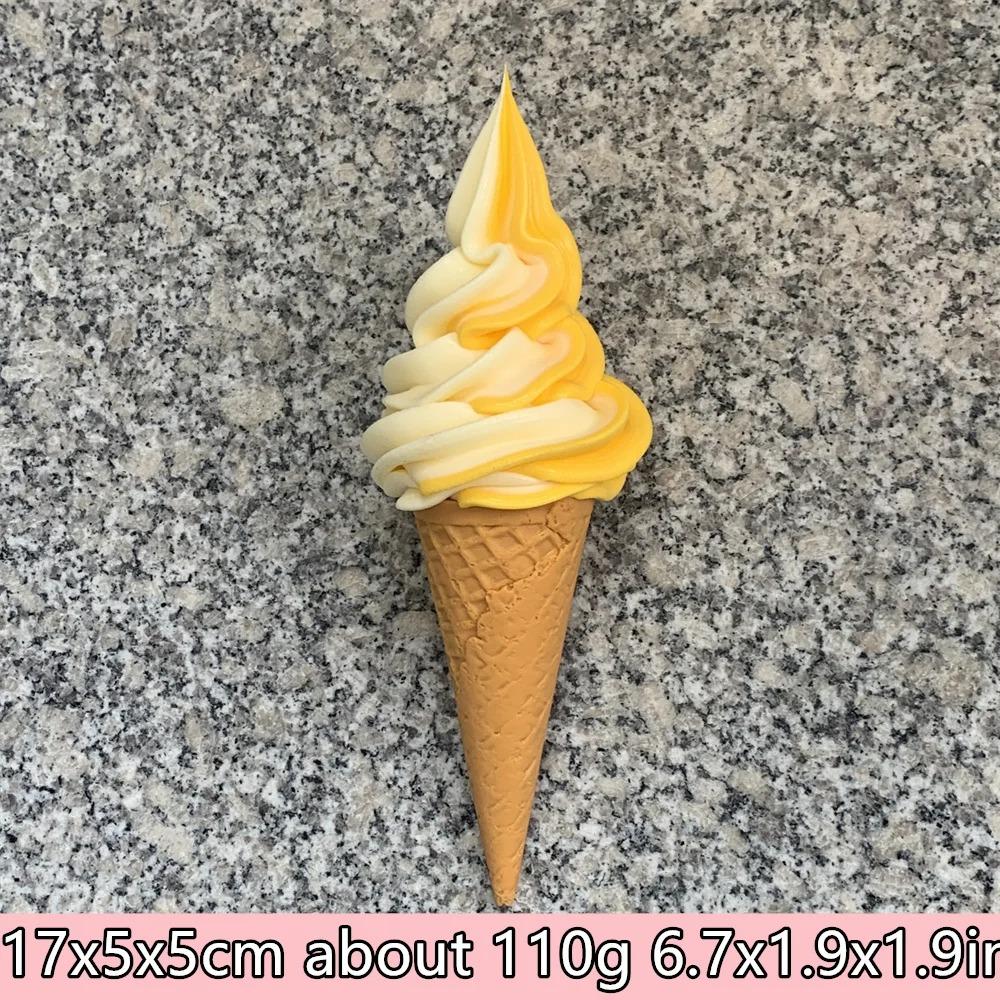 Plastikowy Model Symulujący Jedzenie Dekoracja Rekwizyt Podwójne Kolory DIY Lody Sztuczny Rożek Waflowy 17cm 6.7cala Pokaz Wideo ASMR