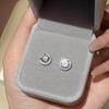 Super Flash Round Stud Earrings Light Luxury Temperament High Sense Niche Simple Daily Versatile Earrings Earrings Women's New Models