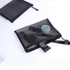5PCS Black Zipper Lock Mesh Storage Bags Cosmetic Make Up Travel Organizer Bags