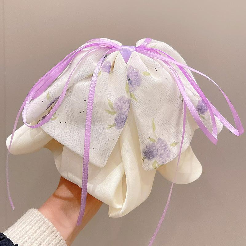 Elegant Retro Satin Bow Hair Clip for Women - Perfect for Low Ponytails and Head Ornaments