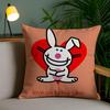 Cute Rabbit Cushion Cover Plush Fabric DoubleSided Printed Invisible Zipper Sofa Pillow Case Home Bedroom Decor
