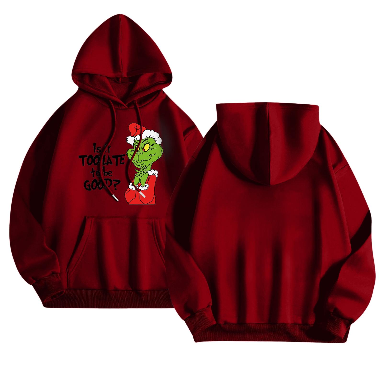 

Женский модный повседневный худи с длинным рукавом и принтом S красный