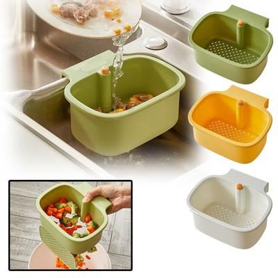 Push-type Sink Filter Hanging Basket Versatile One-touch Opening and Closing Filter Basket Large Capacity Sink Vegetable Drainer