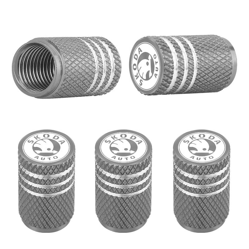 

Car Sticker 5pcs Car Wheel Tire Valves Tyre Air Caps Case Car Accessories For skoda octavia a5 a4 mk1 fabia superb rapid mk3 темно серый