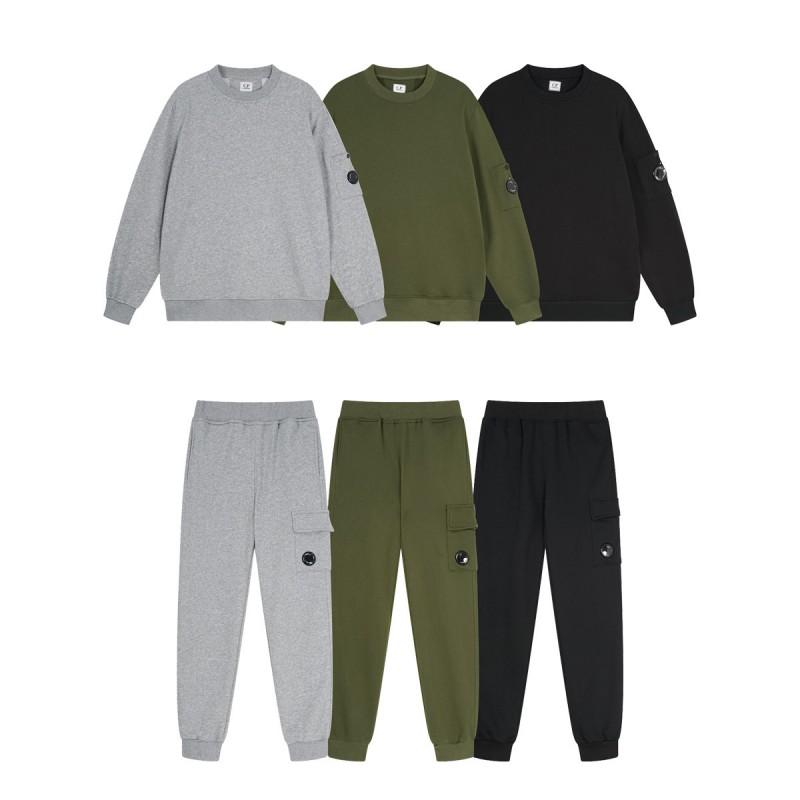 Mens Casual Tracksuit Set Solid Color Crew Neck Pullover Sweatshirt Pants Loose Fit Youth Streetwear