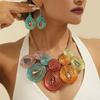 Fashion Luxury Crystal Bead Aluminum Wire Hand Woven Statement Necklace Earrings Jewelry Set For Women Party Dress Accessories