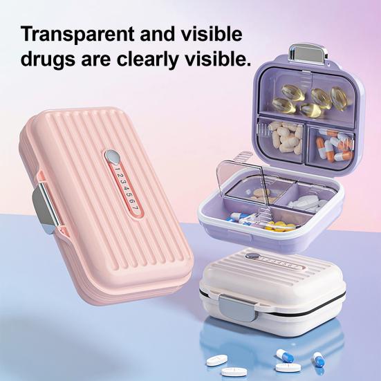 xiaobudian 7 Compartments Pill Box, with Sealing Ring And Lock Buckle, Waterproof Double-Layer Medicine Organizer, for Travel Daily Use