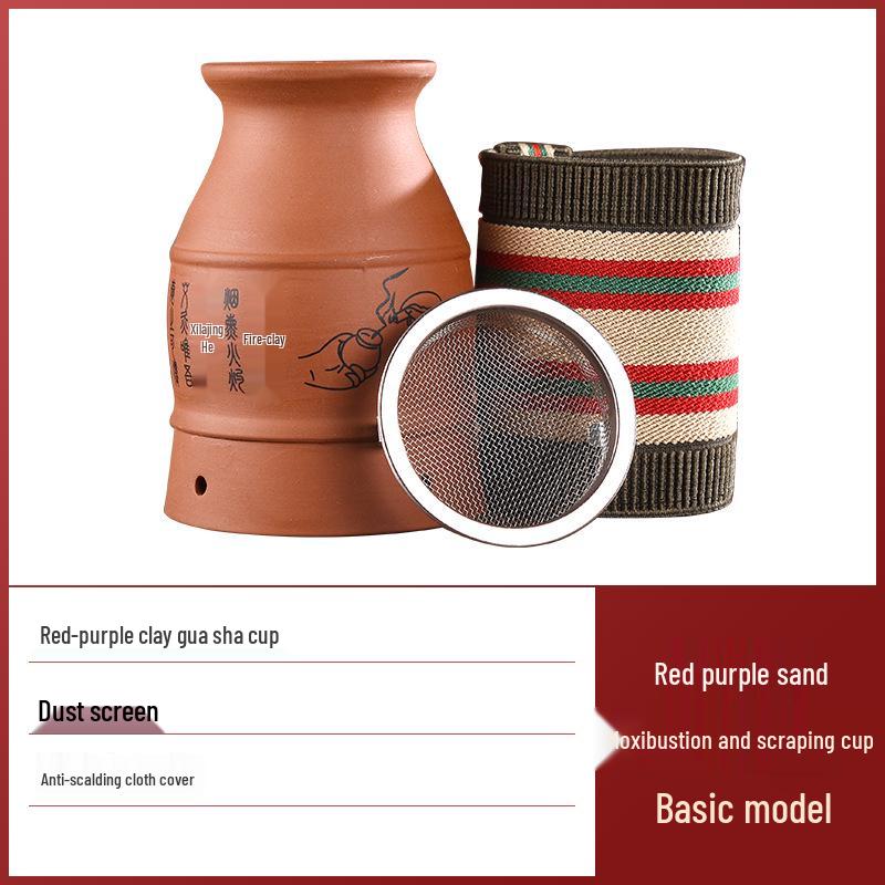 Portable Purple Clay Moxibustion & Gua Sha Cup - Multi-functional Anti-scald Moxa Stick Fumigation Tool
